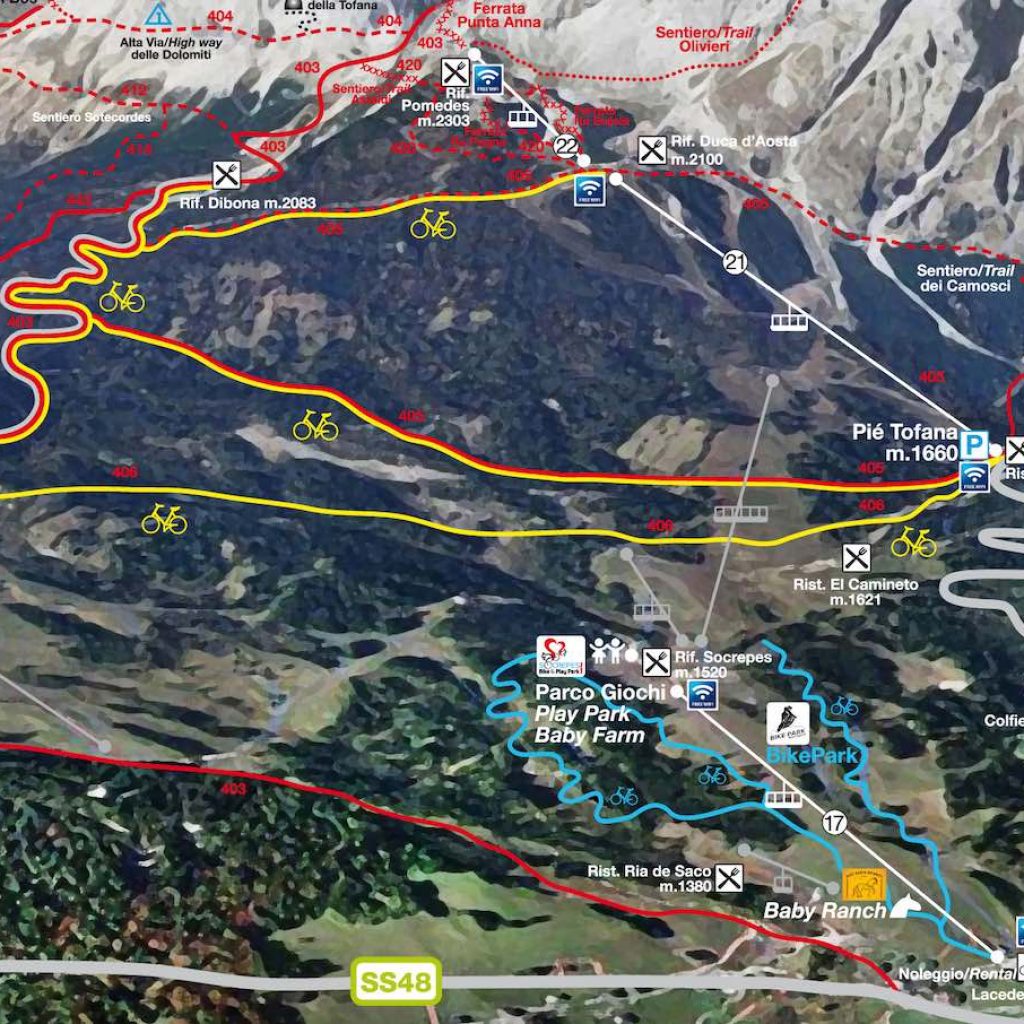 Cortina d'Ampezzo Tofana Trails Map